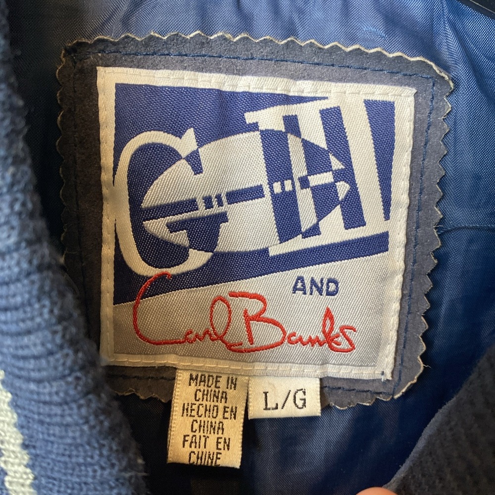 Vintage Dallas Cowboys Blue Carl Banks GIII Suede Varsity Jacket Mens Large READ - Picture 3 of 16